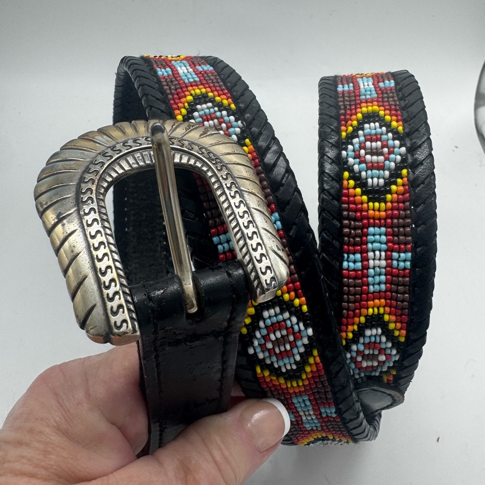 Handcrafted Mens Leather Belt with Silver Buckle Black Mexico Quallity Thick